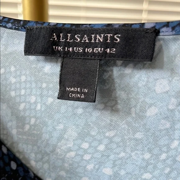 ALL SAINTS Hadley Tamara Snakeskin Print Blue Cami Size 10 - Picture 4 of 5